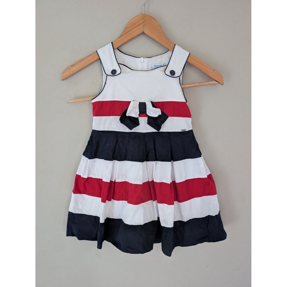 Mayoral Red White Blue Stripe Dress Size 6